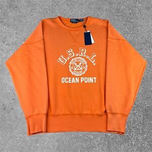 Polo Ralph Lauren Orange USRL Ocean Point Academy Sweatshirt Mens XL Vintage Fit